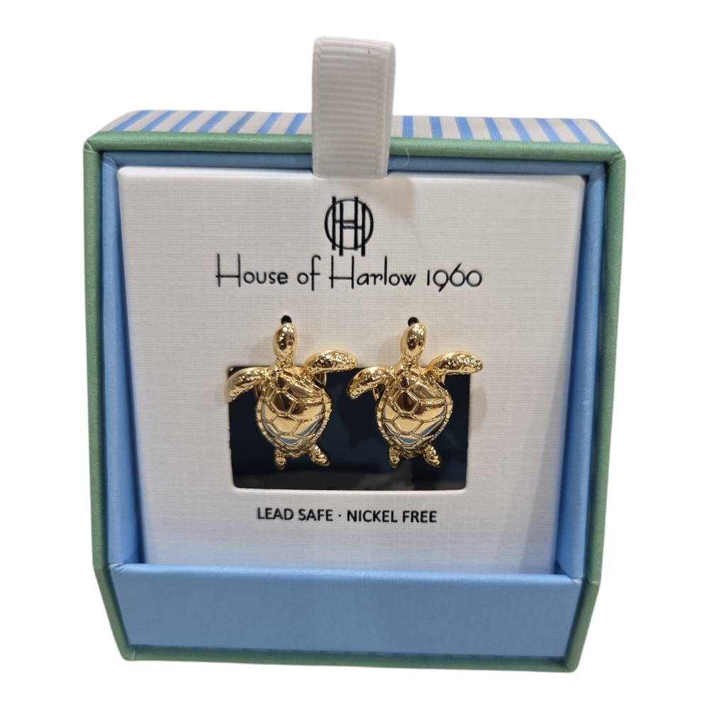 🐢▪️House of Harlow▪️ 1960 Gold Turtle Studs Earrings